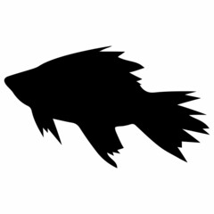 Fish Silhouette Illustration Isolated on White Background. Vector Black Fish Illustration.