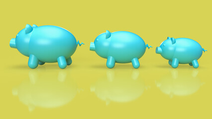 three piggy bank for saving or business concept 3d rendering