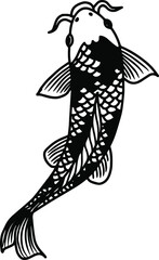 Design Vector Outline Koi Fish Illustration Clipart