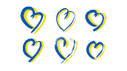 Hand drawn heart in Ukrainian colors