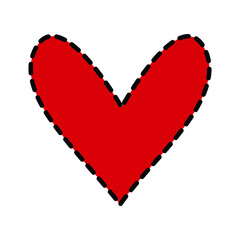 Red heart vector isolated on white background. Heart icon in a flat design. Red Doodle heart.