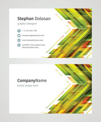 Naklejka premium Minimalist Business Card Design Template. Modern Creative and Clean Corporate Design. Vector Illustration. Front and Back Sides with Colorful Abstract Background