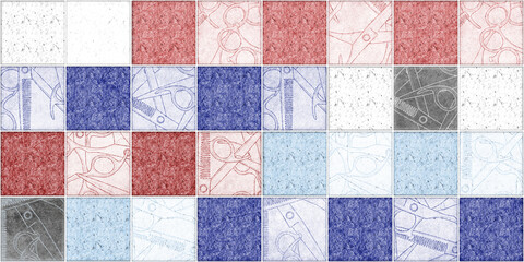 seamless barber tools shop pattern illustration