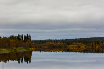 Autumn landscape in Muonio, Lapland, Northern Finland