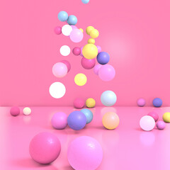 3d rendered abstract random sizes colorful balls.