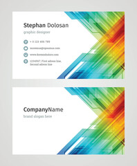 Fototapeta premium Minimalist Business Card Design Template. Modern Creative and Clean Corporate Design. Vector Illustration. Front and Back Sides with Colorful Abstract Background