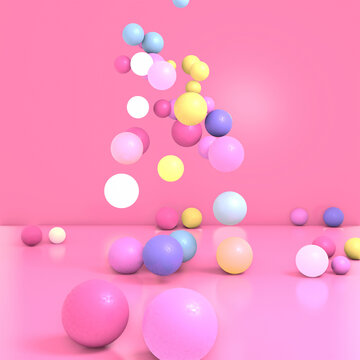 3d rendered abstract random sizes colorful balls.