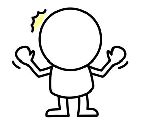 This is an illustration of a two-headed white person raising his hands and being surprised.