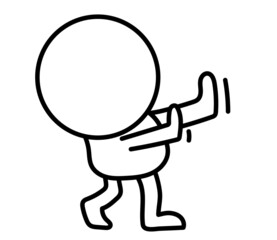 It is an illustration that a two-headed white person refuses with both hands.