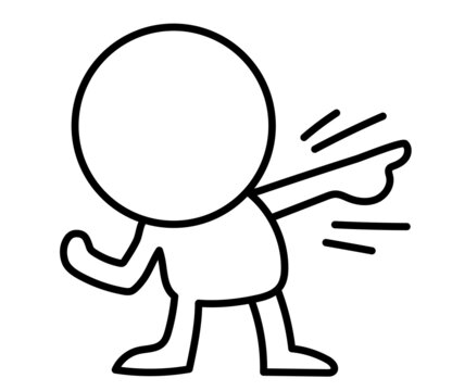 This is an illustration of a two-headed white person pointing with his left hand.