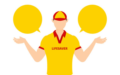 男性ライフセーバーのポーズ、AとBを勧める