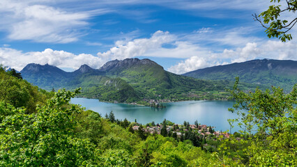 beautiful view on french Alps at lake Annecy, France