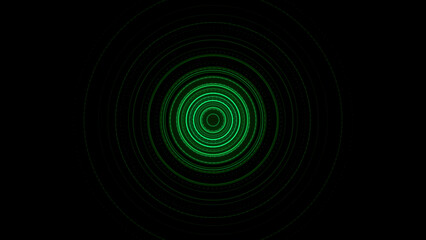 Futuristic video animation with particle stripe object and lights in motion. Circular glow animation