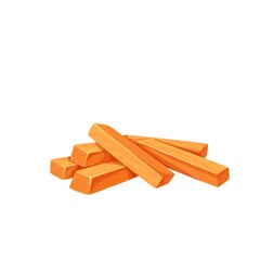 Sweet potato. Batat or yam sliced to sticks. Vector illustration of vegetable ingidient sweet potatoes.