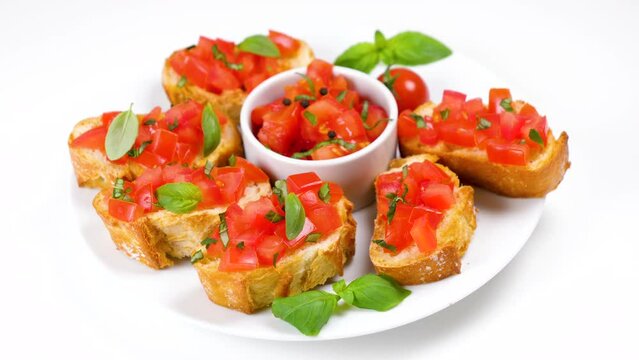bruschetta with tomato, olive oil and basil