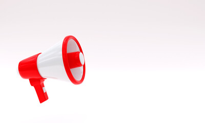 3d illustration, megaphone or loudspeaker, white background, copy space, 3d rendering