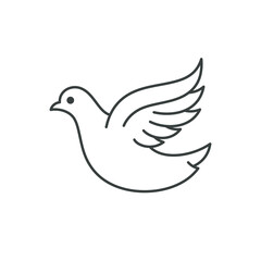 Cute flying pigeon with open wings eyes and beak line black silhouette t shirt print design vector