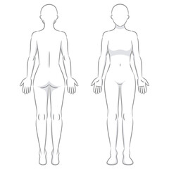 グレーの線で描かれた人体のイラスト/女性