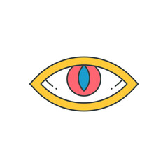 Comic animal eye vertical eyeball red lens psychedelic spiritual mythic pop art design vector