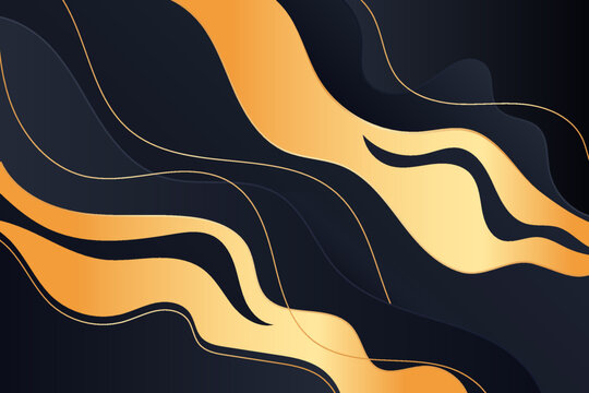 Grid Wave Backgrounds Bring Together Modern Simplicity And A Rich Gold Color Palette. Vector Wavy Lines Textures 