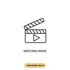 Fototapeta na wymiar watching movie icons symbol vector elements for infographic web