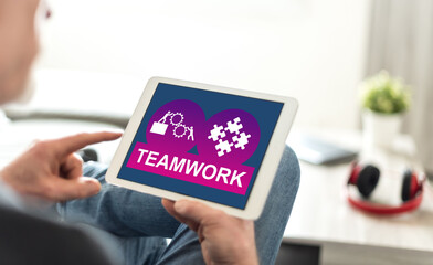 Teamwork concept on a tablet