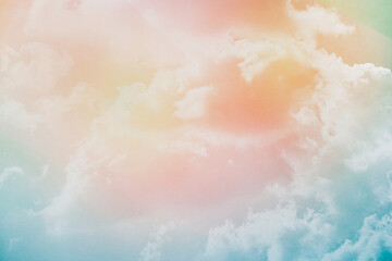 Fototapeta premium blurred fluffy cloudy sky with pastel gradient color and grunge texture for nature abstract background