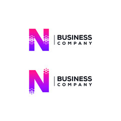 Abstract Letter N Logo design with Pixels Hexagon Shape for Technology and Digital Business Company