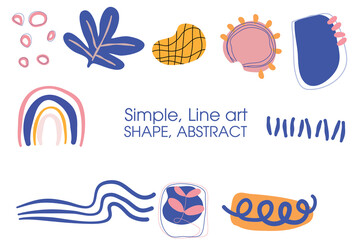 set of symbols, simple boho shape illustration, oragnic line art, doodle theme