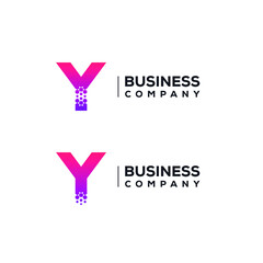 Abstract Letter Y Logo design with Pixels Hexagon Shape for Technology and Digital Business Company