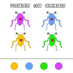 Matching children educational game. Match by color. Activity for pre sсhool years kids and toddlers.