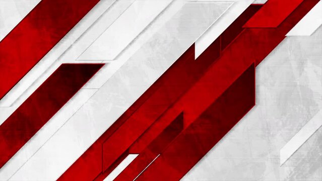 Red grey grunge geometric tech abstract motion background. Seamless looping. Video animation Ultra HD 4K 3840x2160