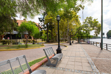 landscaped promenade on the banks of the trigre river in argentina