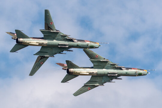 Payerne, Switzerland - August 30, 2014: Polish Air Force (Sily Powietrzne) Sukhoi Su-22M4 (Sukhoi Su-17) fighter/attack aircraft.
