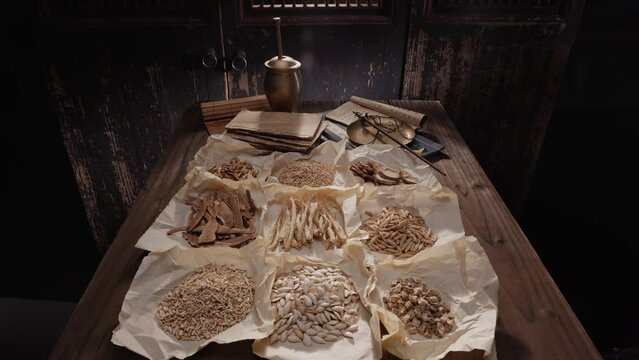 Many kinds of Chinese herbal medicine
