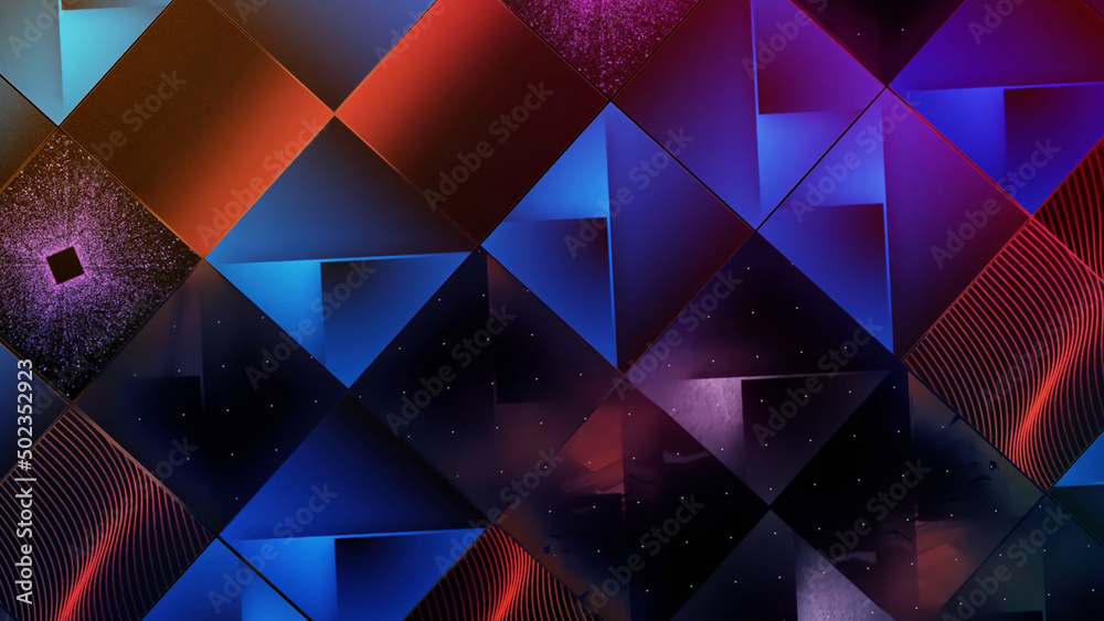 Poster abstract background with colorful mosaic with changing flat shapes, seamless loop. motion. moving su