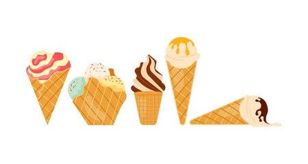 Bundle of icecream with berries and fruits