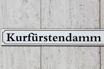 Kurfurstendamm sign on a wall. The Kurfurstendamm is one of the most famous avenues in Berlin, Germany
