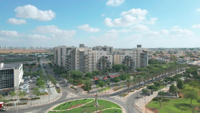 Aerial Shot Dolly Out of Neighborhood At Netivot City