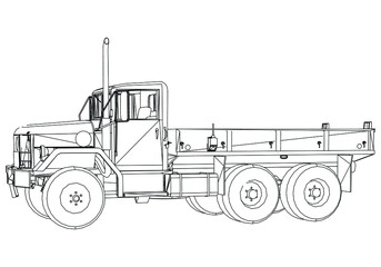 Military truck isolated on white background. Vector Military machine. Military vehicle logotype.