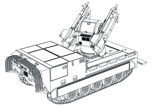 black and white missile launcher on tank clip art preview