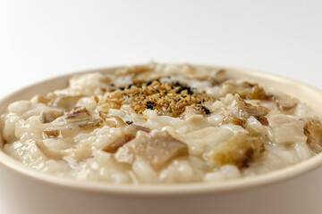 abalone porridge on a white background