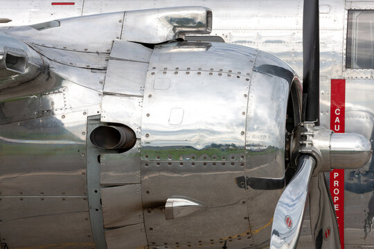 Payerne, Switzerland - August 29, 2014: World War II vintage North American B-25 Mitchell Bomber aircraft operated by The Flying Bulls collection.