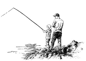 Fisher man with son