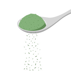 Oregano powder drop vector. free space for text. ingredient on spoon.