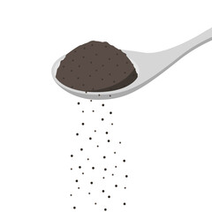 pepper drop vector. free space for text. white background. ingredient on spoon.