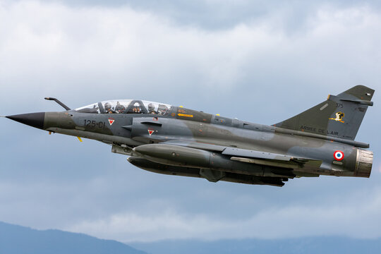 Payerne, Switzerland - August 31, 2014: French Air Force (Armee De L&rsquo;Air) Dassault Mirage 2000N multirole fighter aircraft.