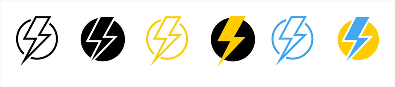 Electric vector icons, isolated. Bolt lightning flash icons. Flash icons collection. Bolt logo. Electric symbols. Electric lightning bolt symbols. Flash light sign. Vector illustration