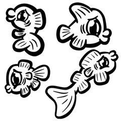 Cartoon Style Fish Goldfish Icon or Logo Idea for Fishing 