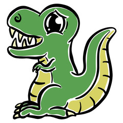 Cute Cartoon Dinosaur Illustration for Children Looking Happy Vector